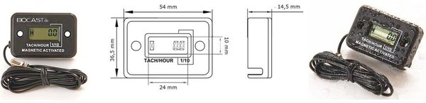 Drehzahlmesser & Betriebsstundenzähler induktive Signalerfassung mit Magnet BOC-BZ-20